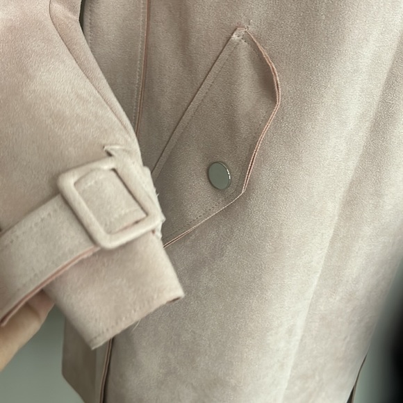 HAUTE Monde BLUSH PINK FAUX SUEDE COAT WITH A BELT size L - Picture 17 of 17